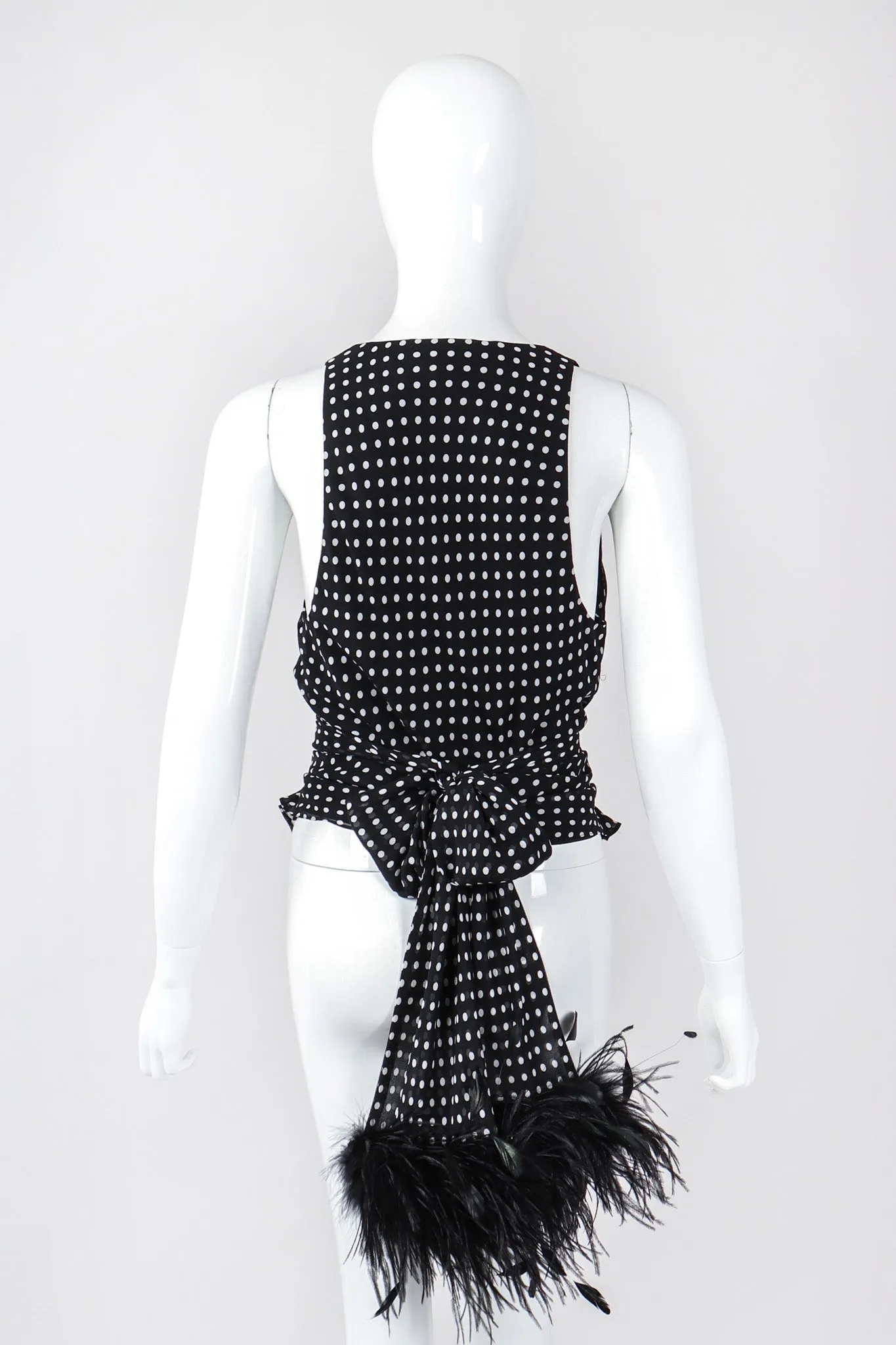 Chiffon Dot Feather Tie Top