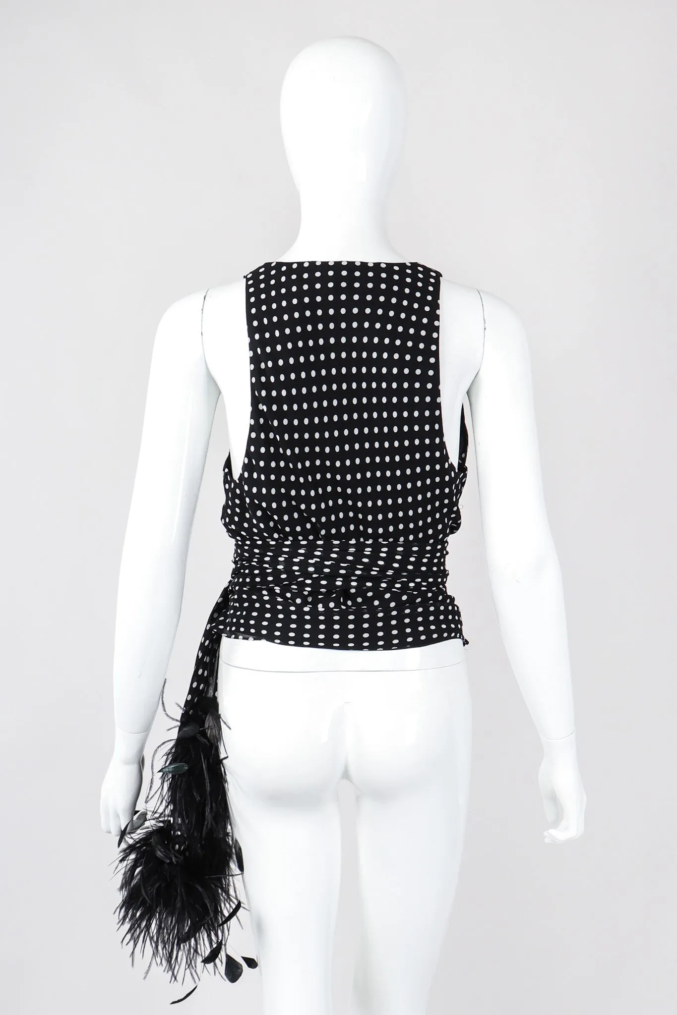 Chiffon Dot Feather Tie Top