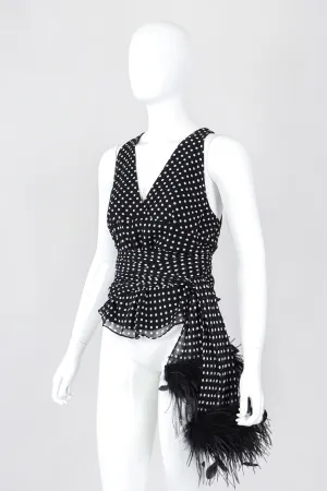 Chiffon Dot Feather Tie Top