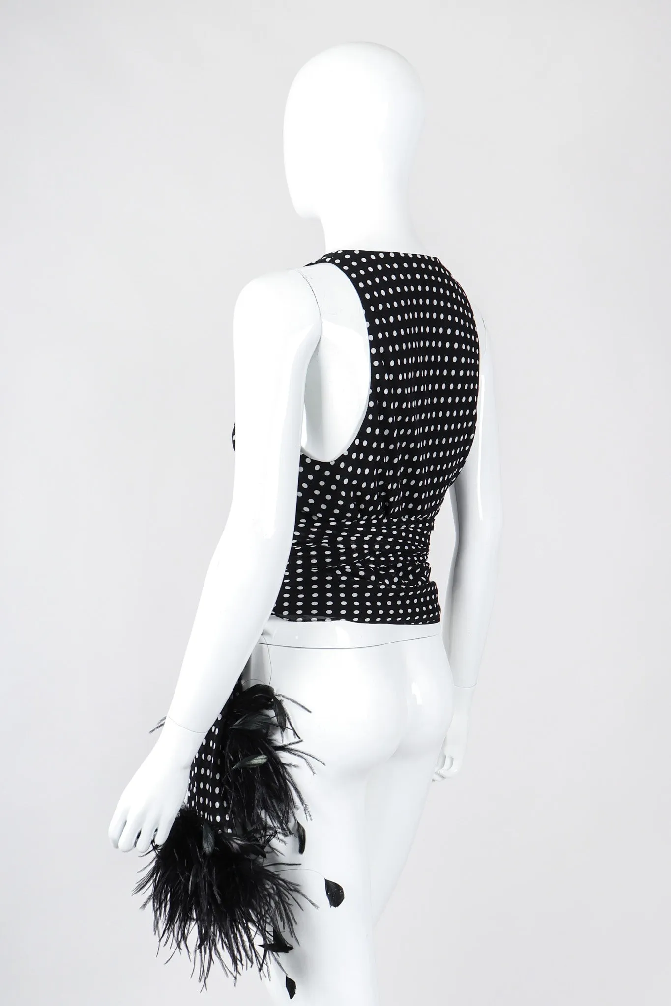 Chiffon Dot Feather Tie Top