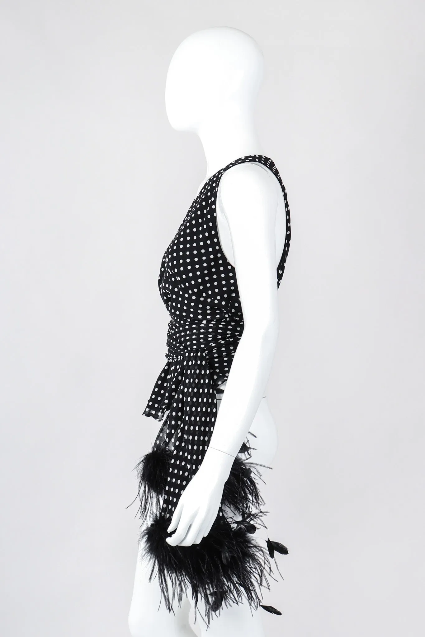 Chiffon Dot Feather Tie Top