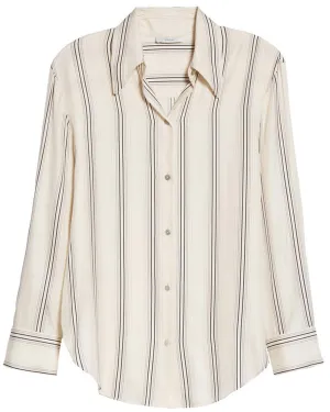 Chiffon Striped Button Down Shirt