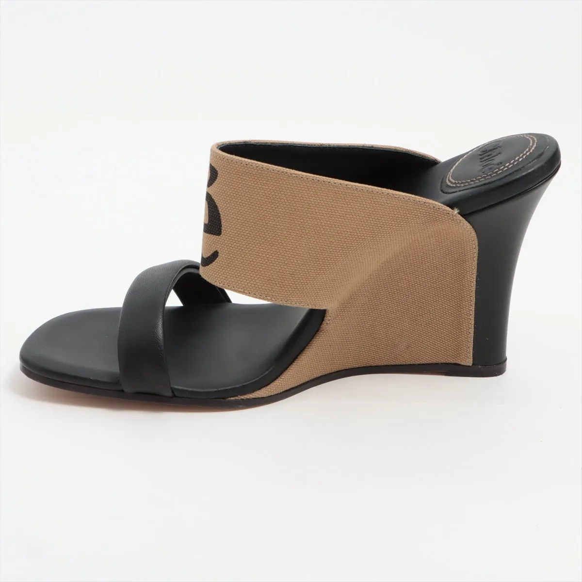 Chloe Verena Canvas  Leather Wedge Sandal