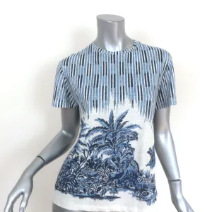 Christian Dior Palm Trees T-Shirt Blue/White Size Extra Small Short Sleeve Top
