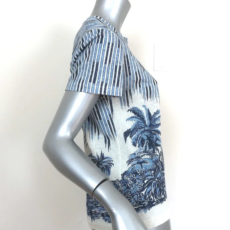 Christian Dior Palm Trees T-Shirt Blue/White Size Extra Small Short Sleeve Top