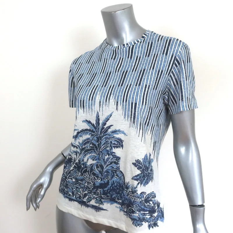 Christian Dior Palm Trees T-Shirt Blue/White Size Extra Small Short Sleeve Top
