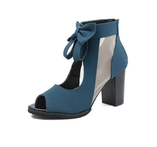 Chunky Heel Summer Sandals for Women – Open Toe Lace-Up Platform Design with Zipper & All-Day Comfort