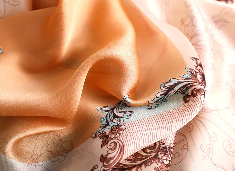 Colorful Print Silk Scarf Silky Shawl Wrap for Women Ladies Girls 90x180