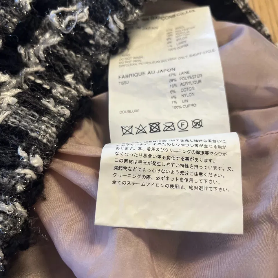 COMME des GARCONS Japan. Black, Silver Wool Blend Boucle Tweed Gray Skirt