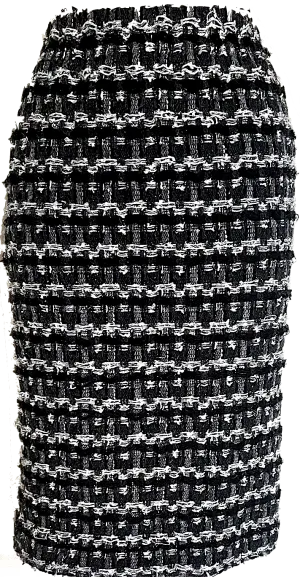 COMME des GARCONS Japan. Black, Silver Wool Blend Boucle Tweed Gray Skirt
