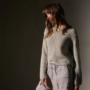 Cotton Linen Open Knit Pullover - Foam