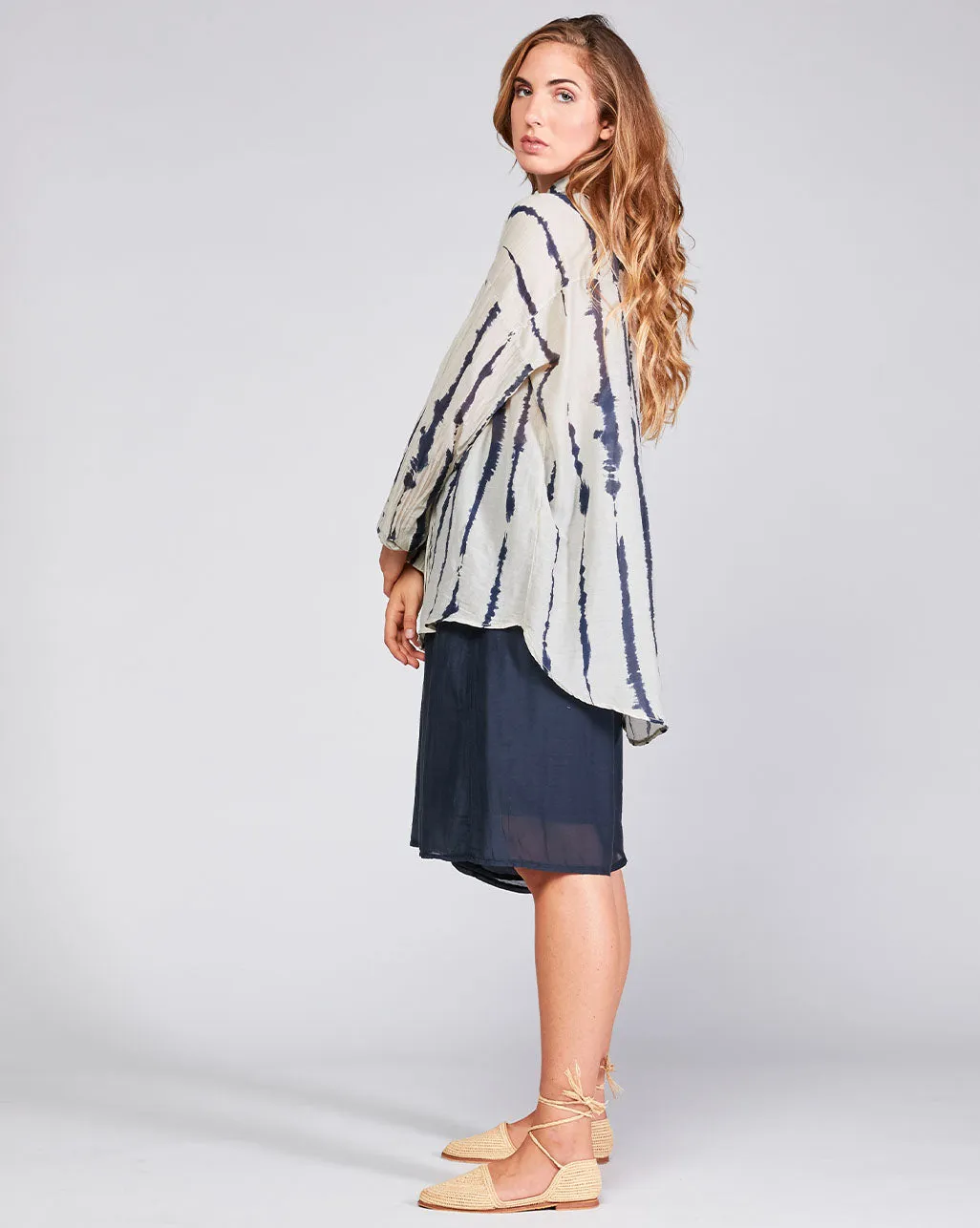 Cotton Silk Blend Button-Up Shirt