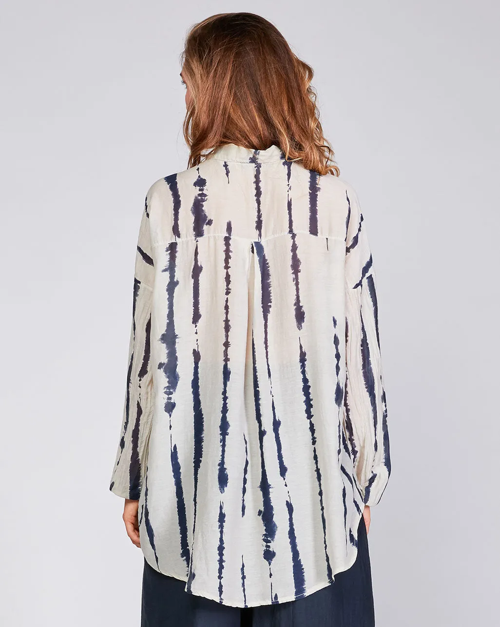 Cotton Silk Blend Button-Up Shirt
