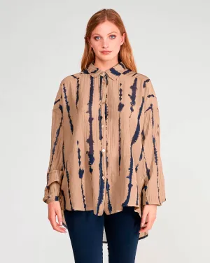 Cotton Silk Blend Button-Up Shirt