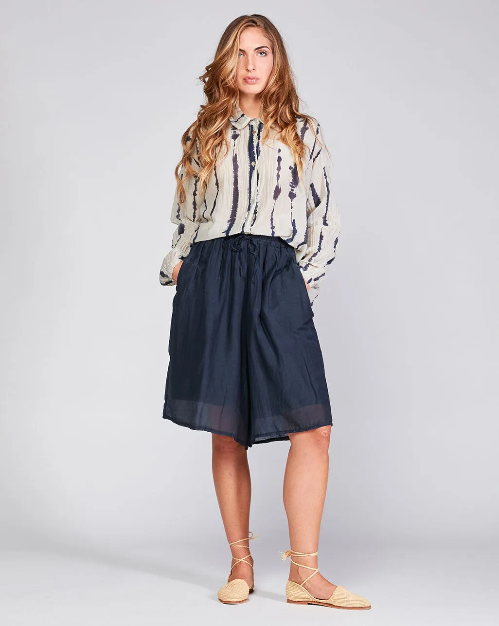 Cotton Silk Blend Button-Up Shirt