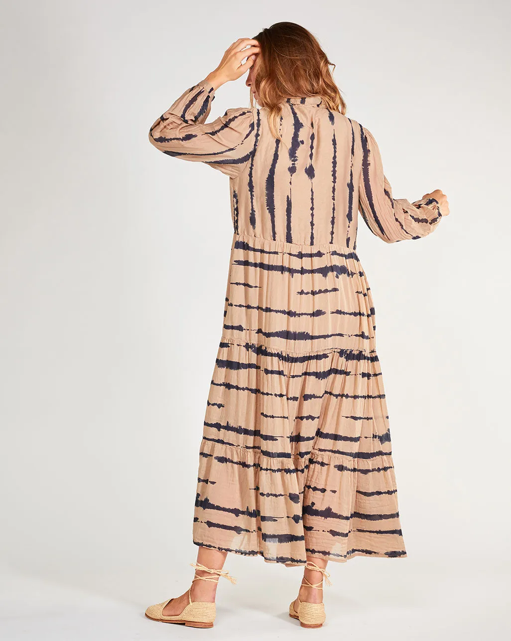 Cotton Silk Blend Button-Up Shirtdress