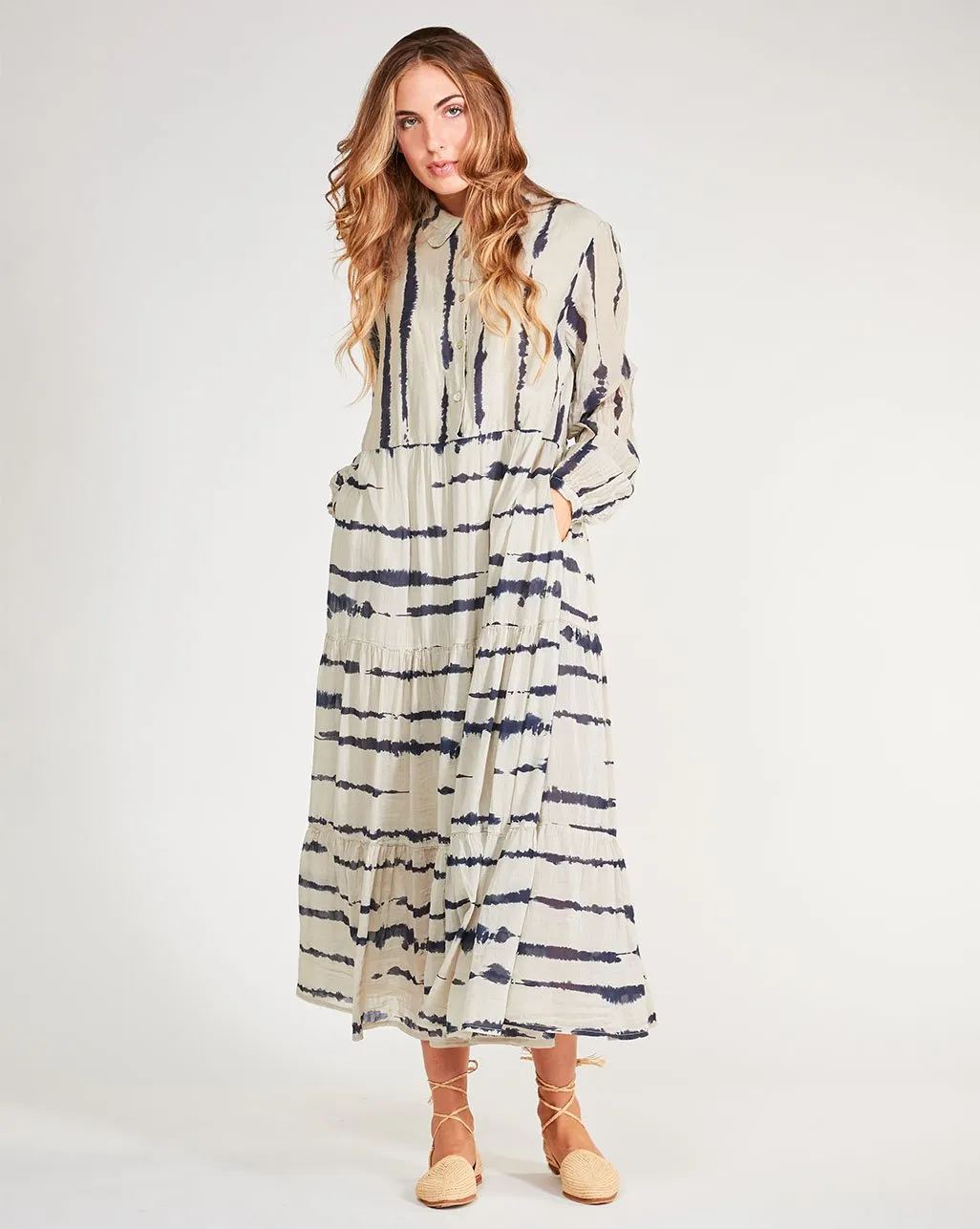 Cotton Silk Blend Button-Up Shirtdress