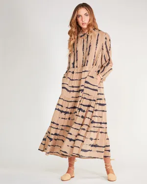 Cotton Silk Blend Button-Up Shirtdress