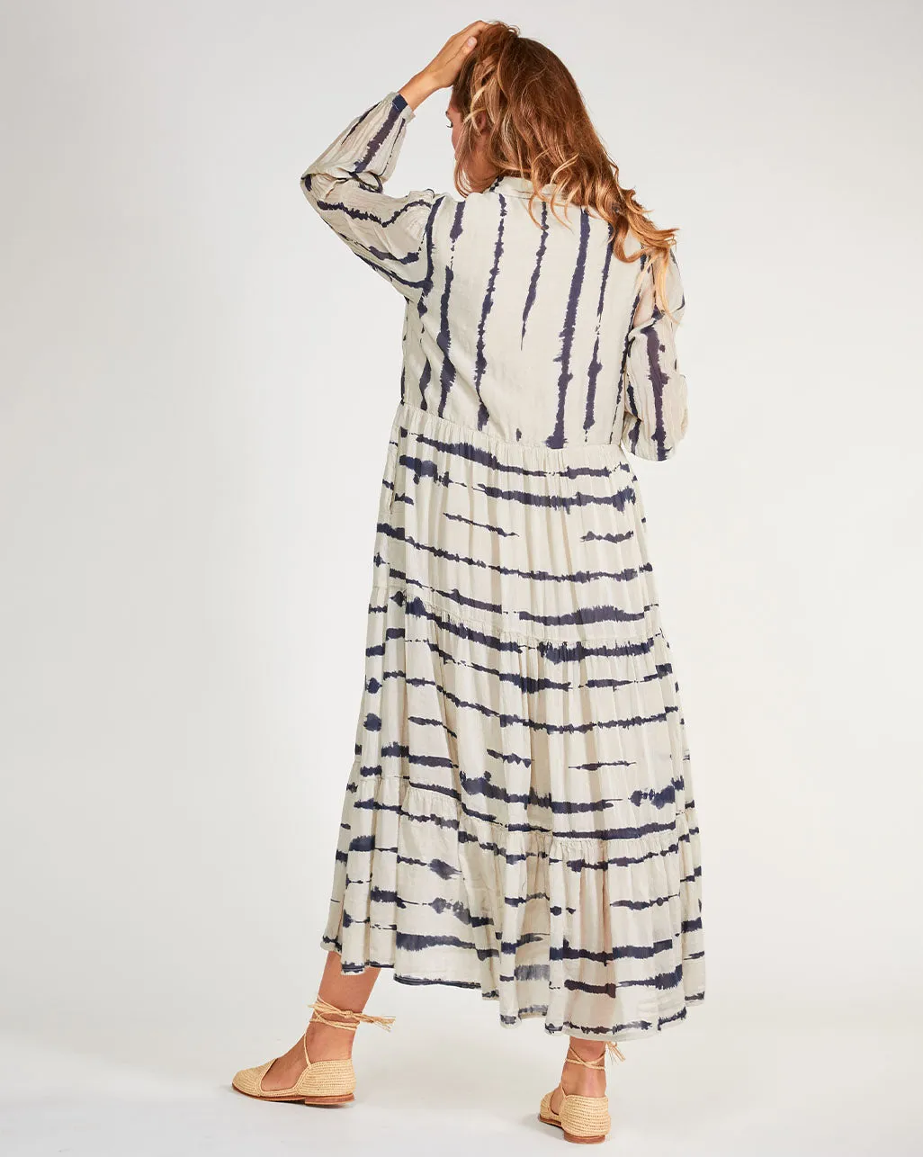 Cotton Silk Blend Button-Up Shirtdress