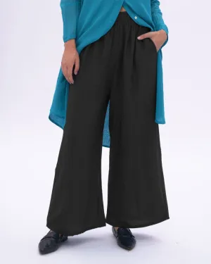 Cotton Silk Blend Elastic Waist Pants