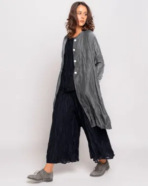 Crinkle Silk-Blend Button-Up Overshirt