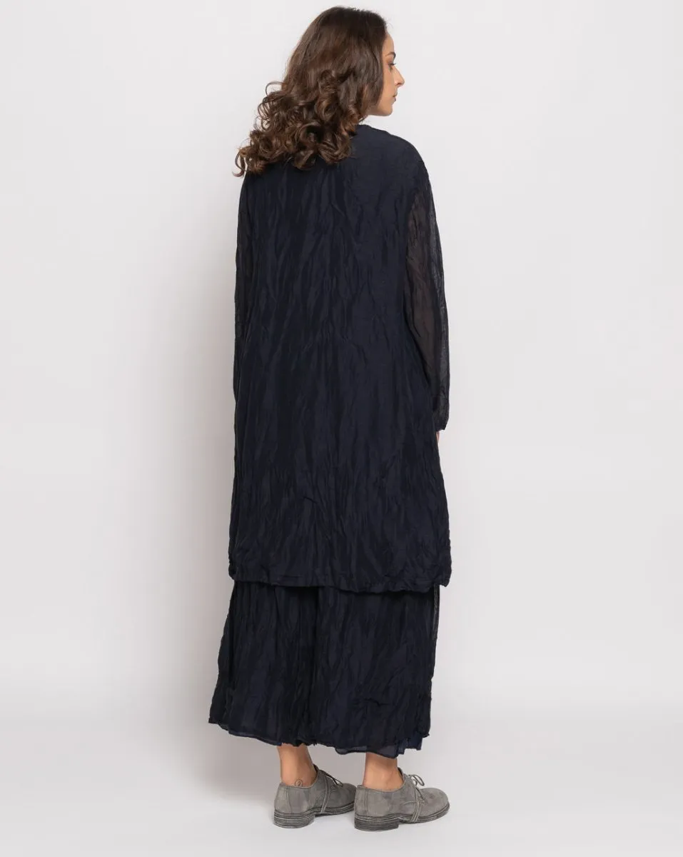 Crinkle Silk-Blend Button-Up Overshirt