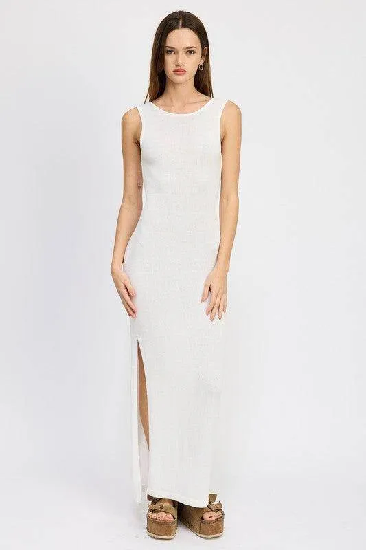 Crochet Maxi Dress with Back Tie Detail