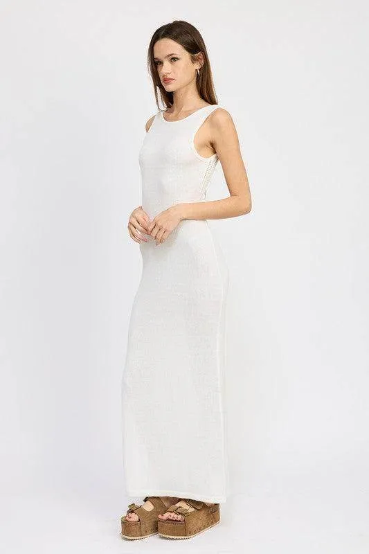 Crochet Maxi Dress with Back Tie Detail