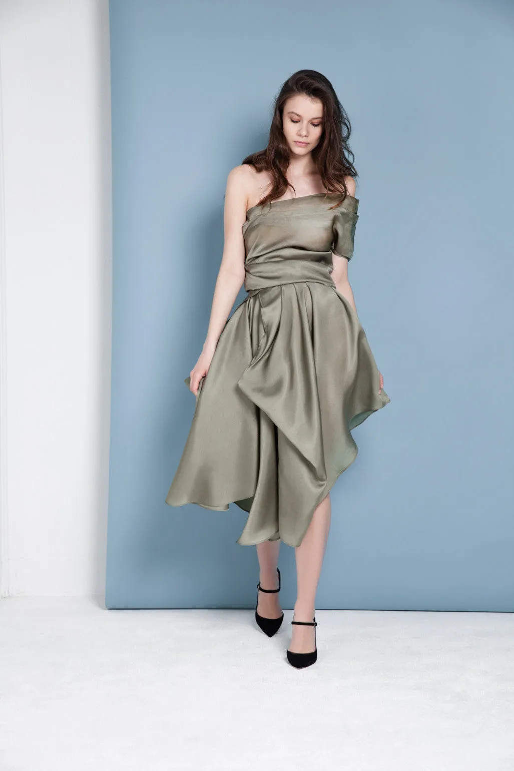 Damansara Draped Silk Skirt