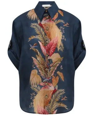 Dark Blue Palm Floral Ascension Shirt