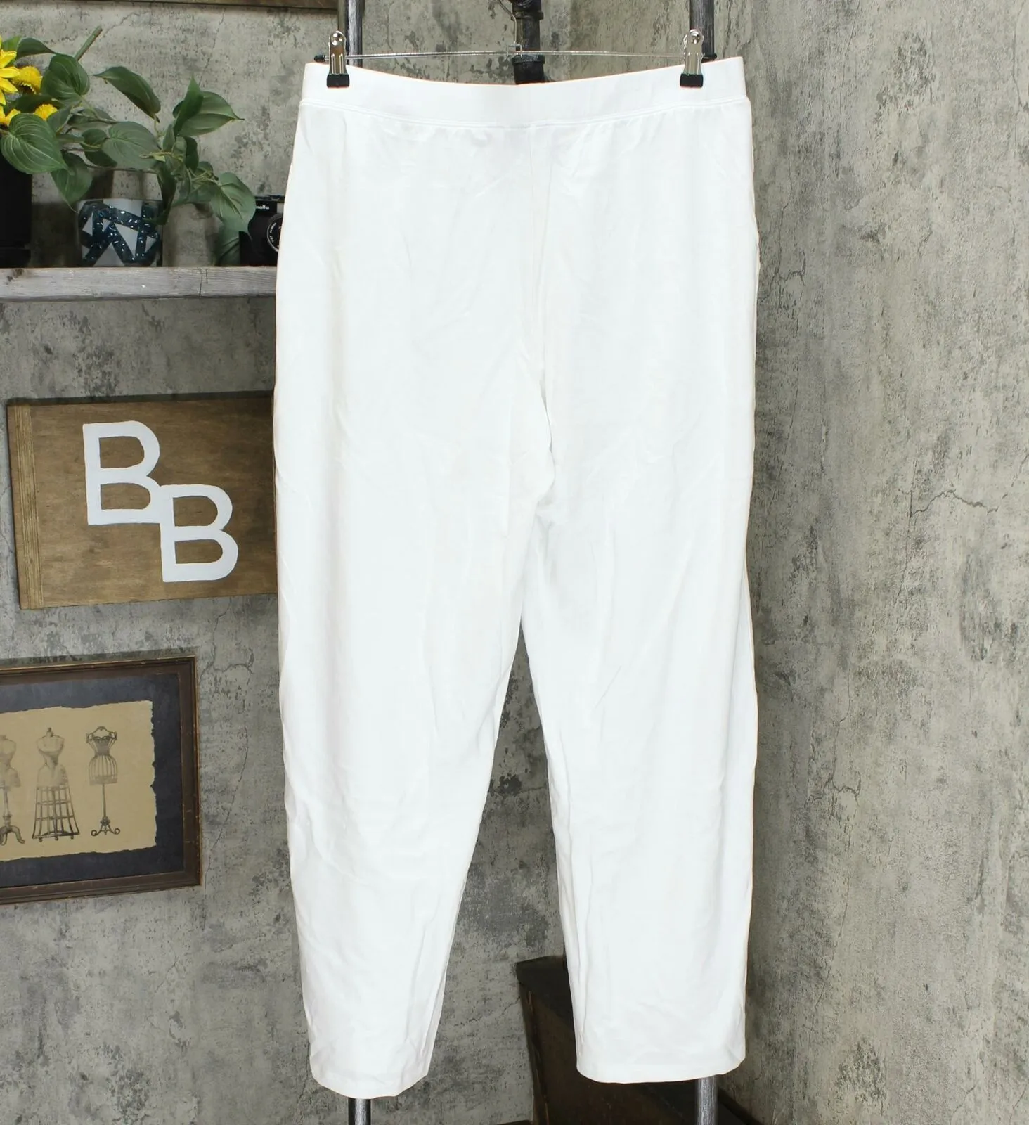 Denim & Co. Women's Pull-On Wide Leg Beach Pants White Large