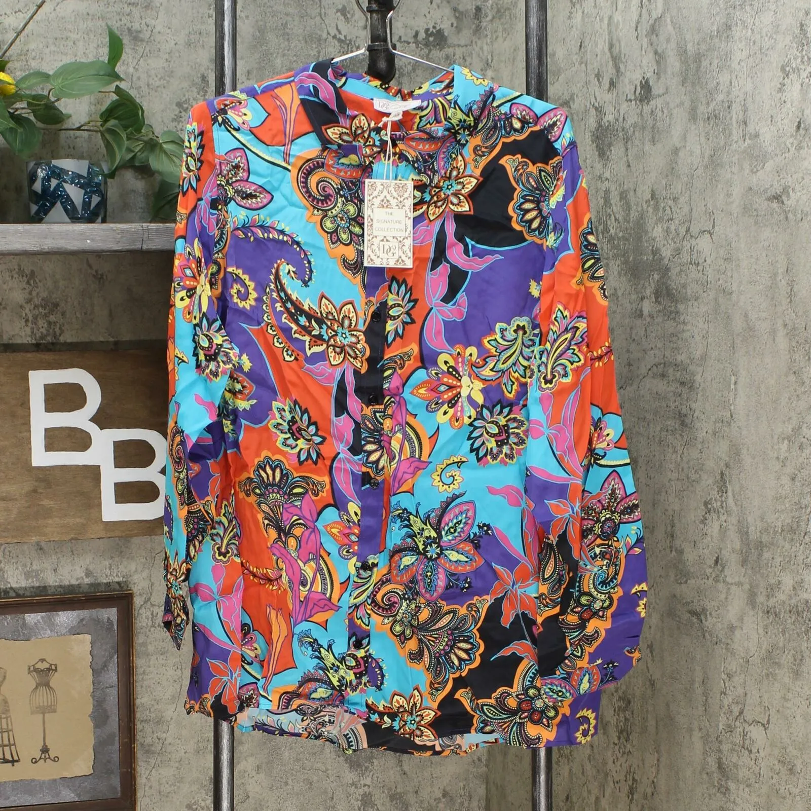 DG2 by Diane Gilman Signature Collection Women's Plus Size Silk Blend Blouse