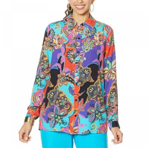 DG2 by Diane Gilman Signature Collection Women's Plus Size Silk Blend Blouse