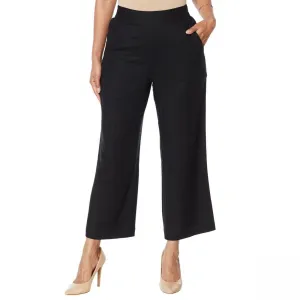 DG2 by Diane Gilman Women's Plus Size Stretch Linen Blend Crop Pants