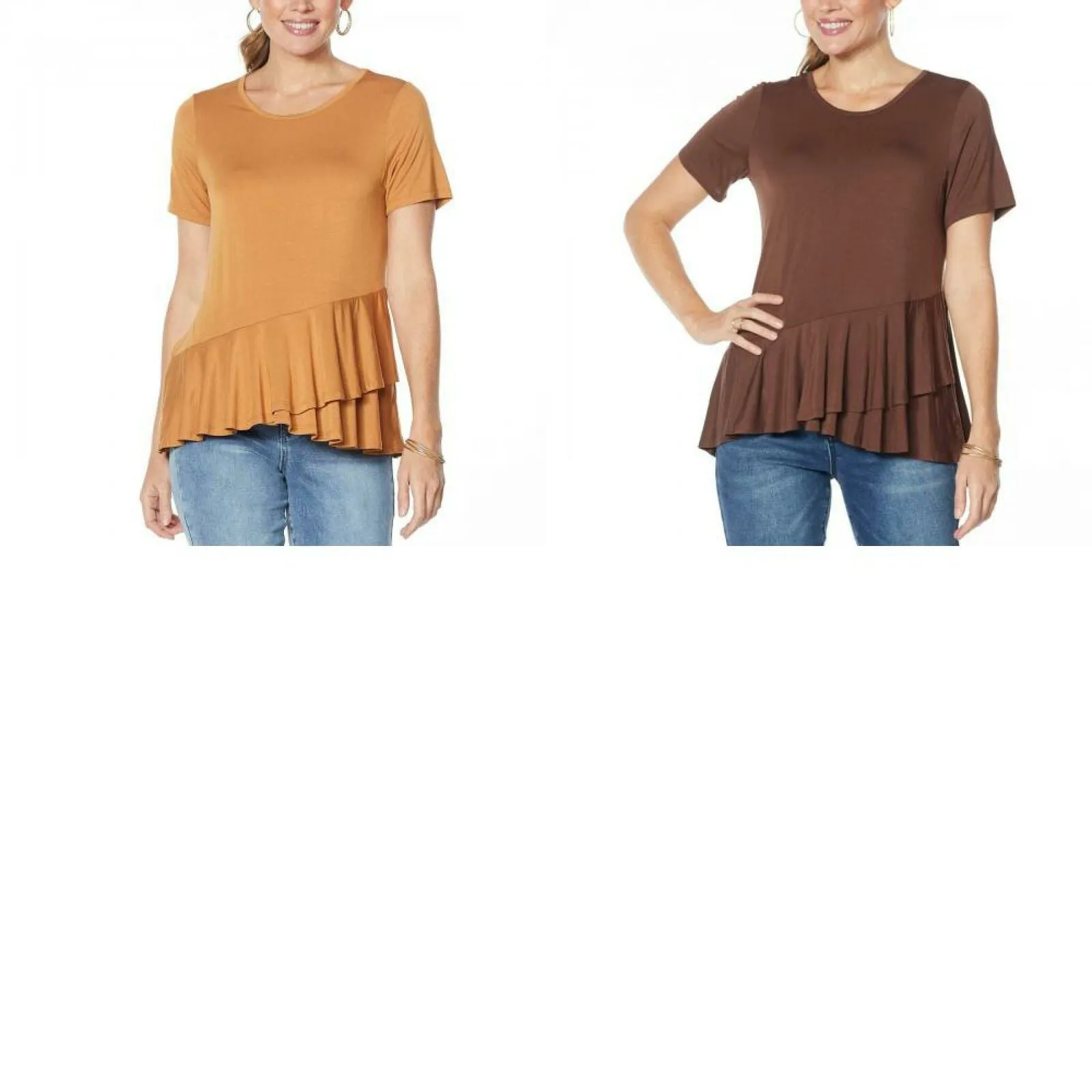DG2 by Diane Gilman Women's Ruffle Peplum Top