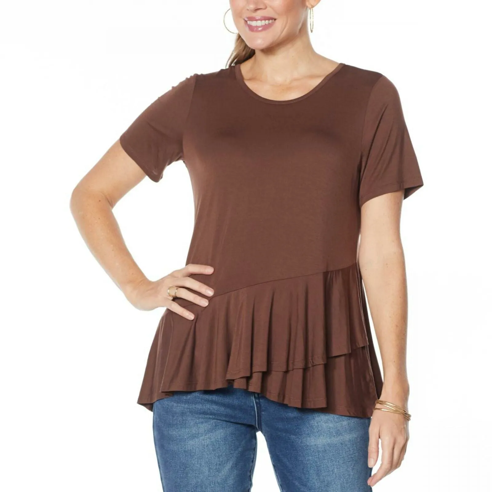 DG2 by Diane Gilman Women's Ruffle Peplum Top