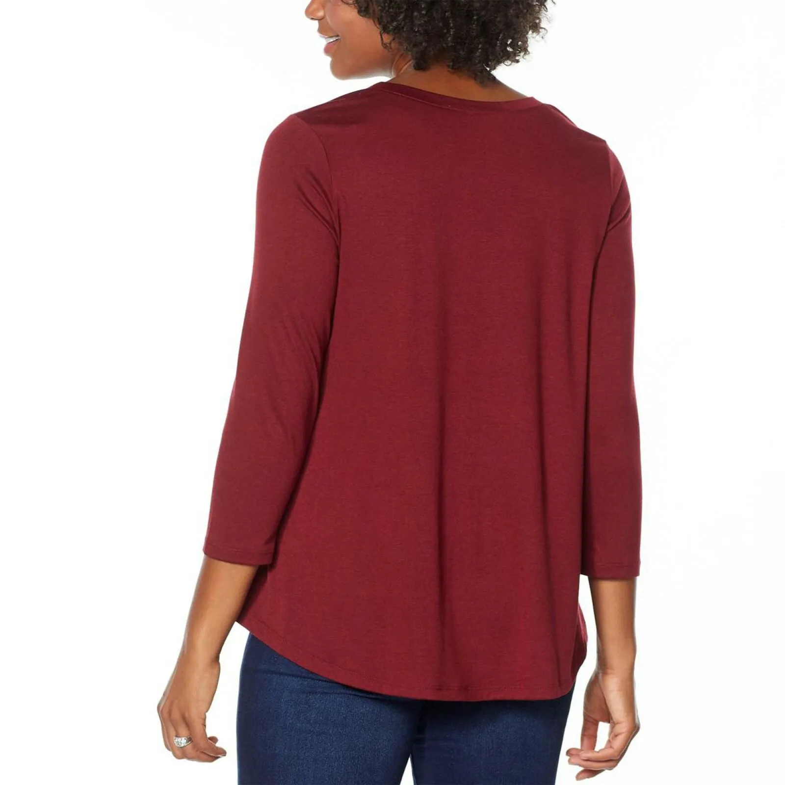 DG2 by Diane Gilman Women's Ruffled Knit Hi Low Hem Top