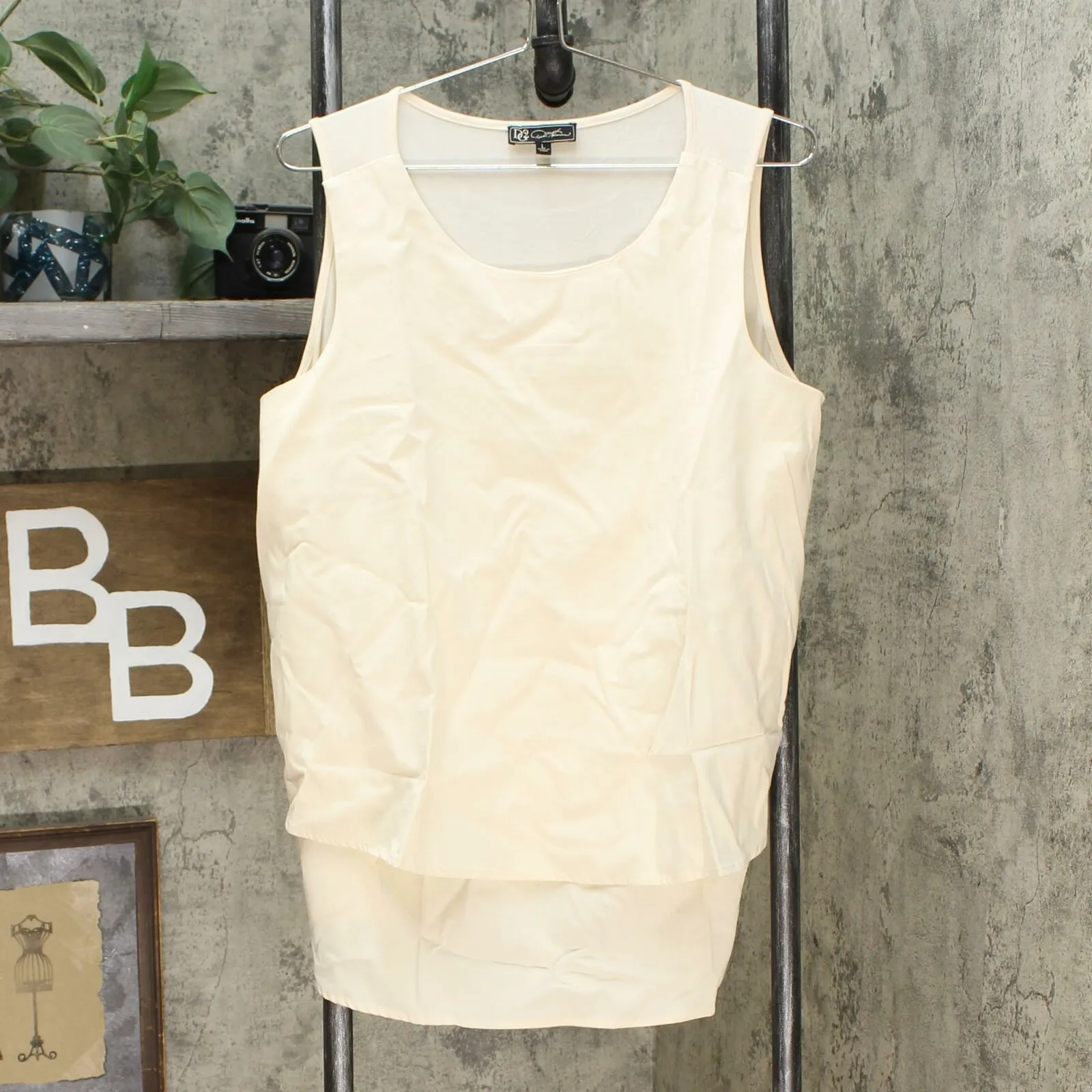 DG2 by Diane Gilman Women's Softcell Denim Easy Tank Top Large Cream