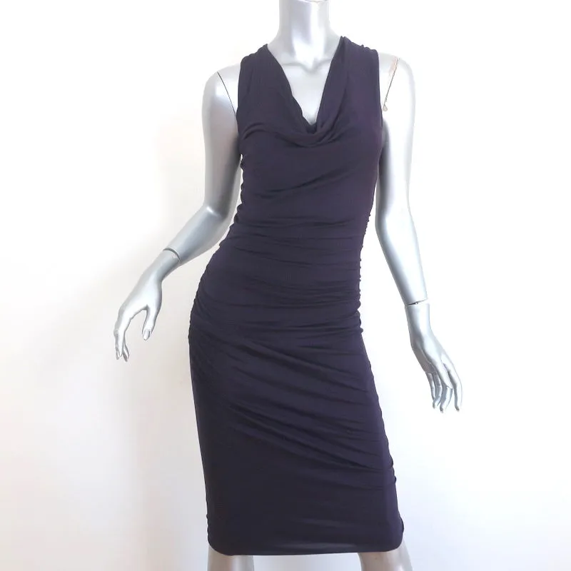 Donna Karan Draped Jersey Dress Purple Size Small Sleeveless Cowl Neck