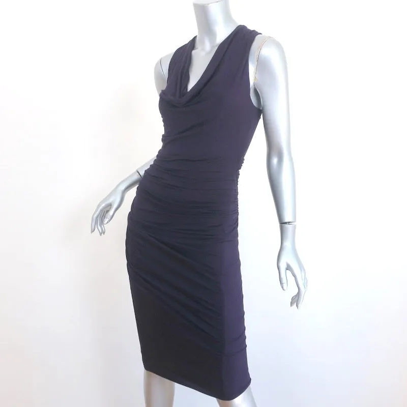 Donna Karan Draped Jersey Dress Purple Size Small Sleeveless Cowl Neck
