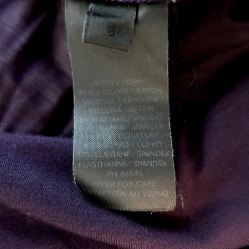 Donna Karan Draped Jersey Dress Purple Size Small Sleeveless Cowl Neck