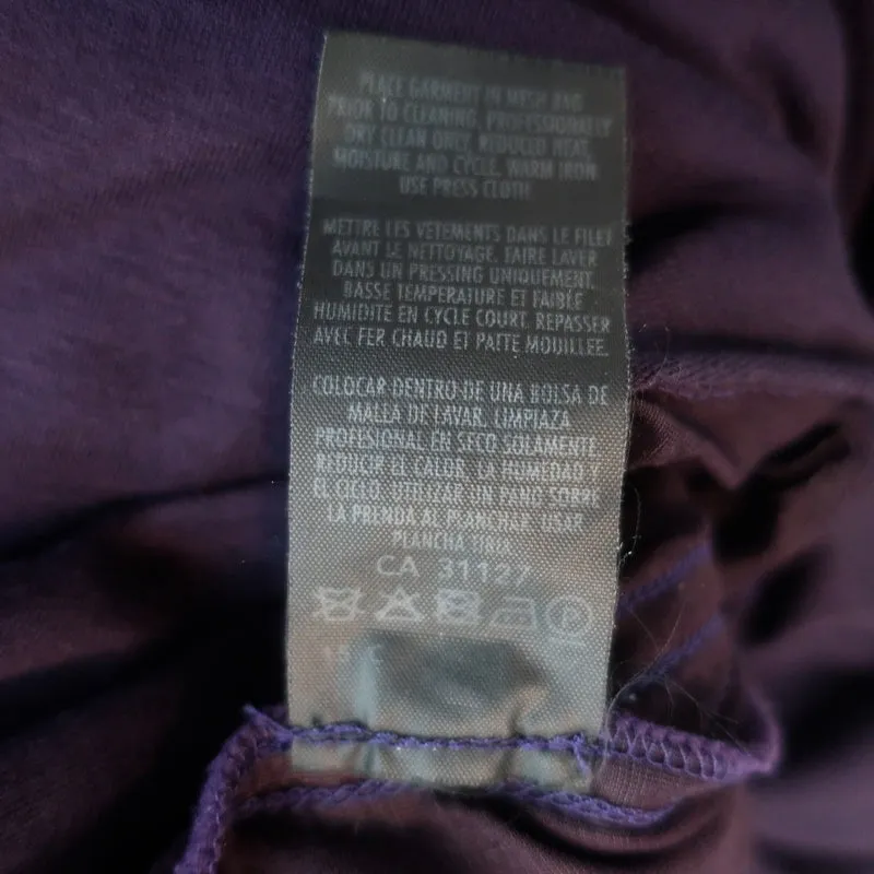 Donna Karan Draped Jersey Dress Purple Size Small Sleeveless Cowl Neck