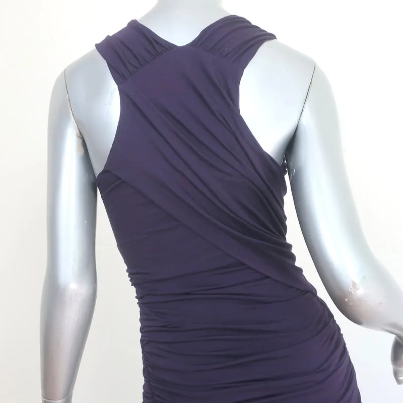 Donna Karan Draped Jersey Dress Purple Size Small Sleeveless Cowl Neck