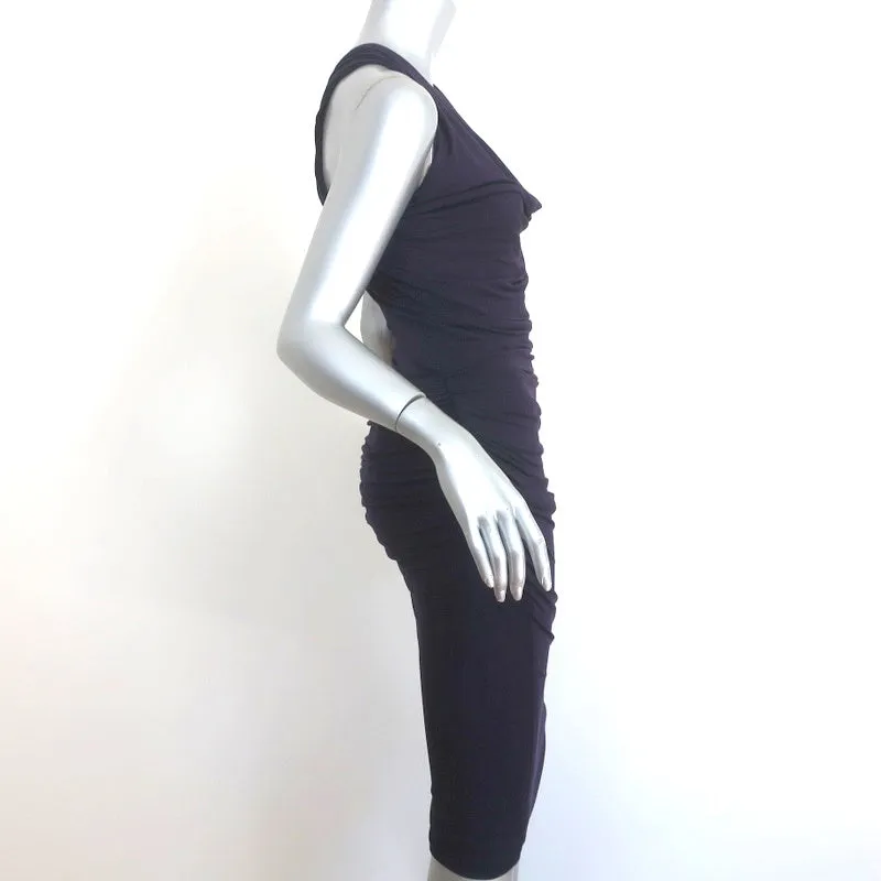 Donna Karan Draped Jersey Dress Purple Size Small Sleeveless Cowl Neck