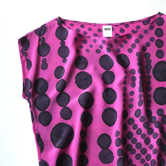 DOT DOT RASPBERRY.  painted silk top