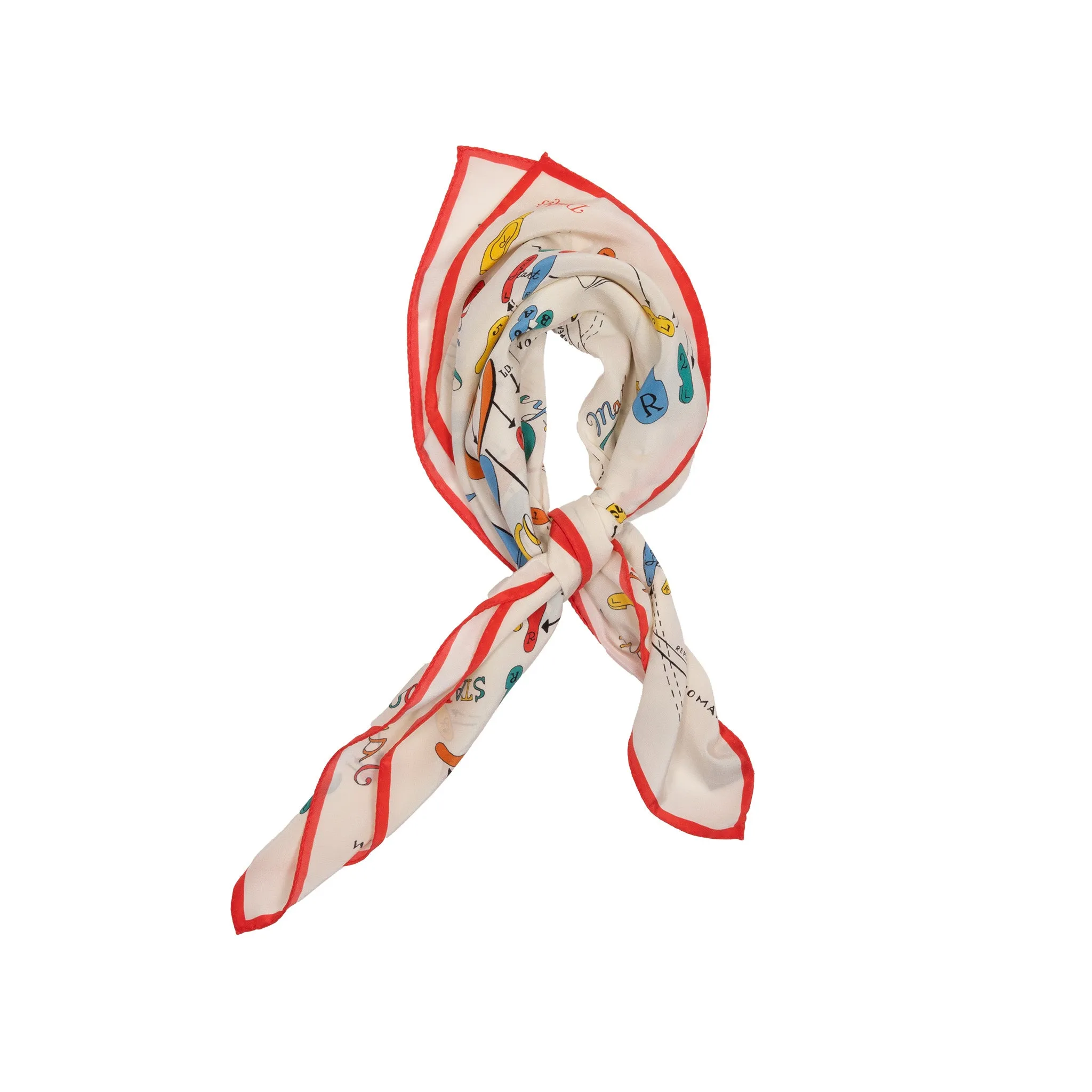 Drake's Dance Steps Silk Bandana in Red and White