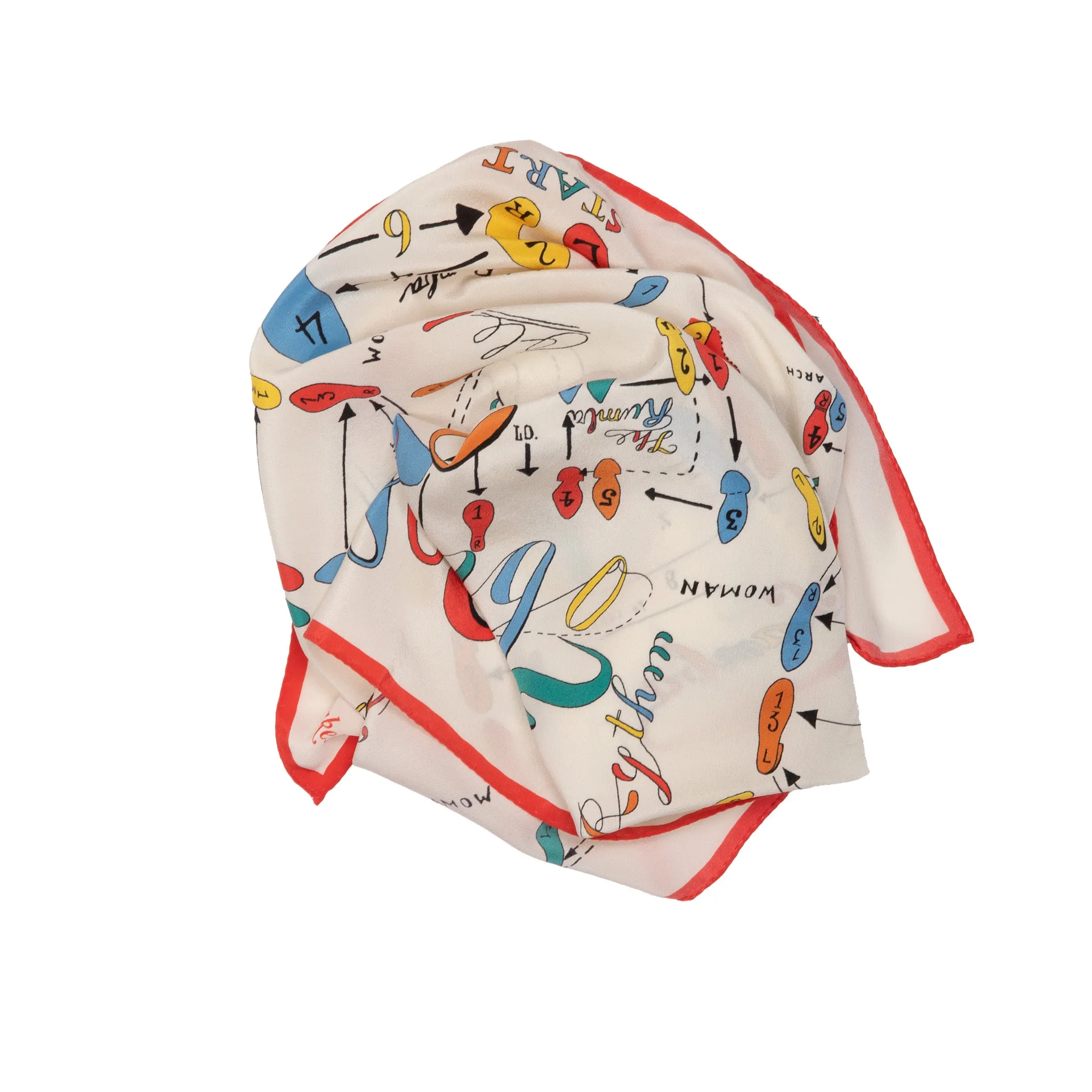 Drake's Dance Steps Silk Bandana in Red and White