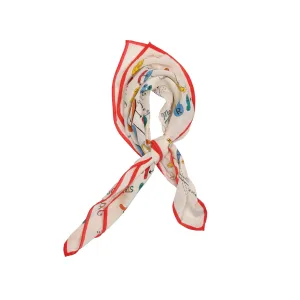 Drake's Dance Steps Silk Bandana in Red and White