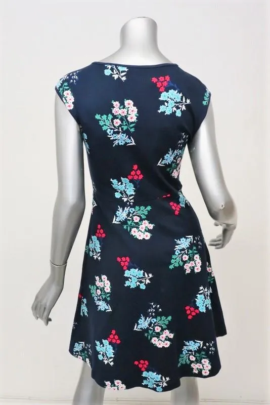 Draper James Floral Ponte A-Line Dress Navy Stretch Jersey Size Extra Small NEW
