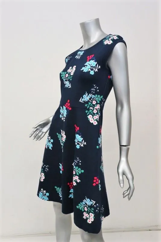 Draper James Floral Ponte A-Line Dress Navy Stretch Jersey Size Extra Small NEW